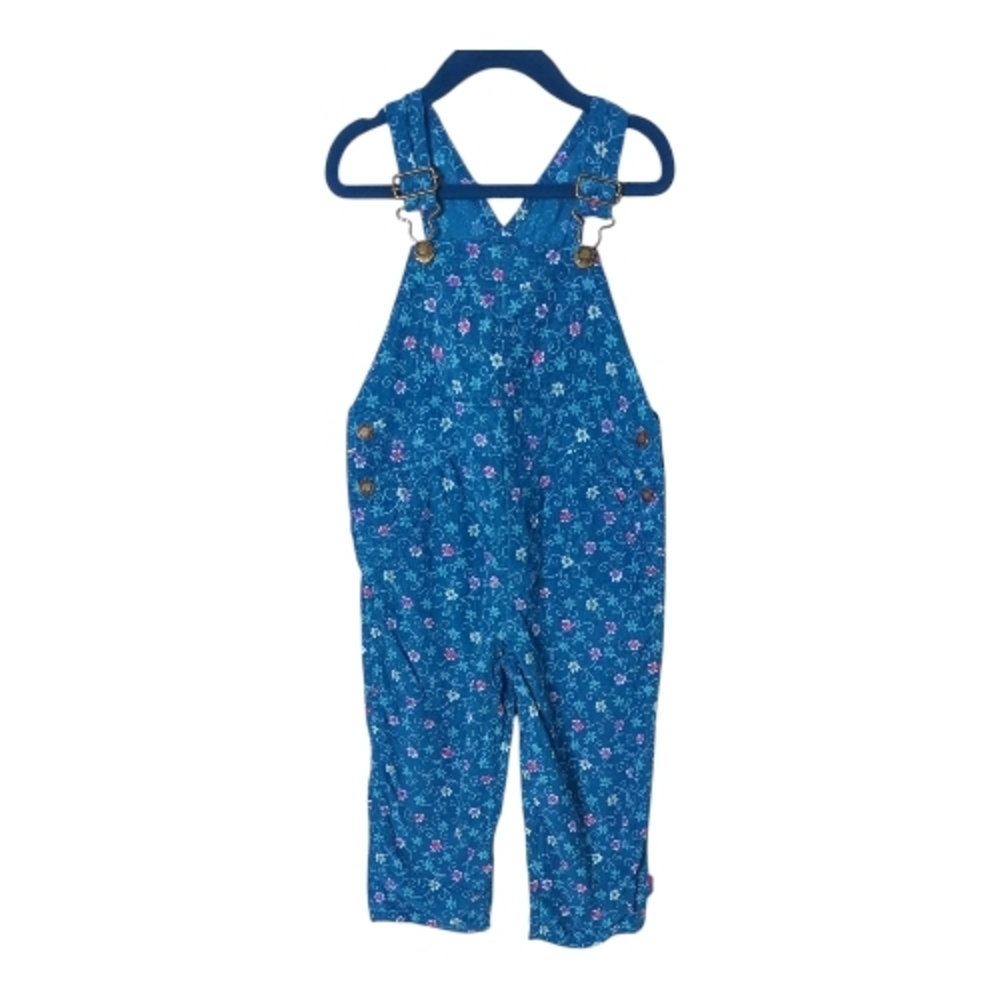 Gymboree Vintage‎ Blue Floral Corduroy Bib Overalls Y2K Size Small 2-3 years